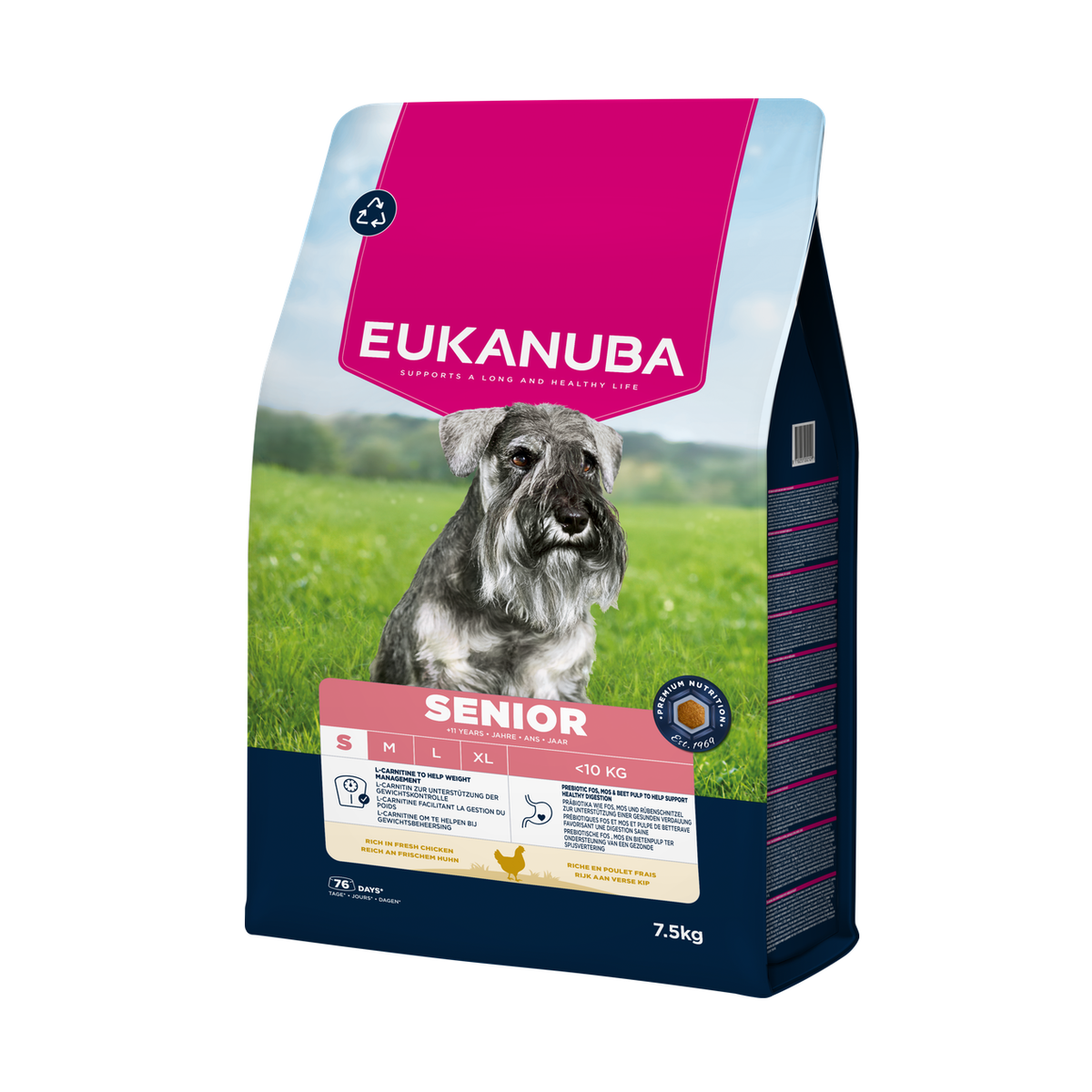 EUKANUBA droog hondenvoer voor senior honden van kleine rassen, rijk aan verse kip 7,5 kg