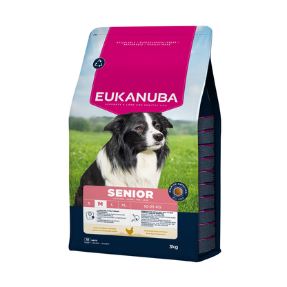 EUKANUBA droog hondenvoer voor senior honden van middelgrote rassen, rijk aan verse kip 3 kg