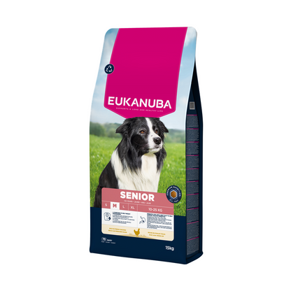 EUKANUBA droog hondenvoer voor senior honden van middelgrote rassen, rijk aan verse kip
