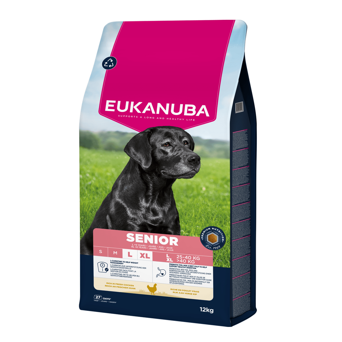 EUKANUBA droog hondenvoer voor senior honden van grote rassen, rijk aan verse kip