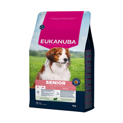 EUKANUBA droogvoer voor kleine en middelgrote senior honden, rijk aan lam en rijst 3 kg