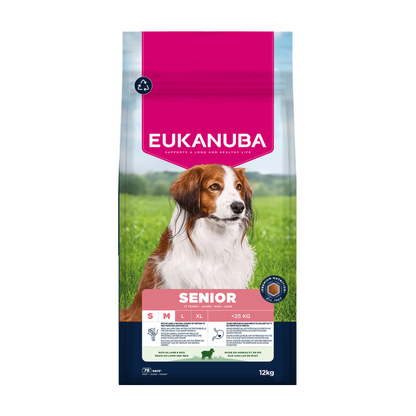 EUKANUBA droogvoer voor kleine en middelgrote senior honden, rijk aan lam en rijst