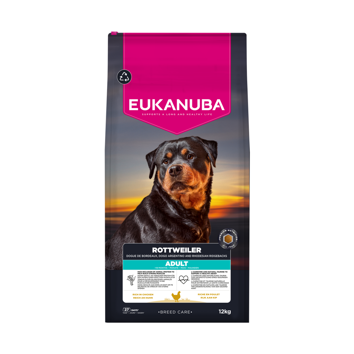 EUKANUBA Breed Care droog hondenvoer voor volwassen rottweilers, rijk aan kip