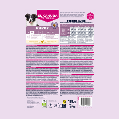 EUKANUBA droog hondenvoer voor puppy's van middelgrote rassen, rijk aan verse kip