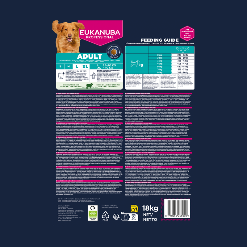 EUKANUBA droog hondenvoer voor volwassen honden van grote rassen, rijk aan lamsvlees en rijst
