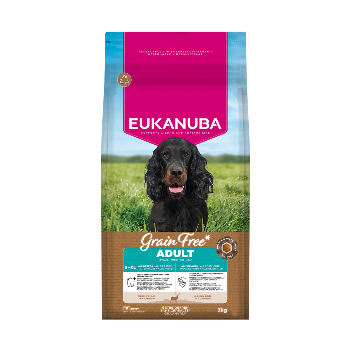 EUKANUBA droogvoer voor volwassen honden van alle rassen, graanvrij 3 kg