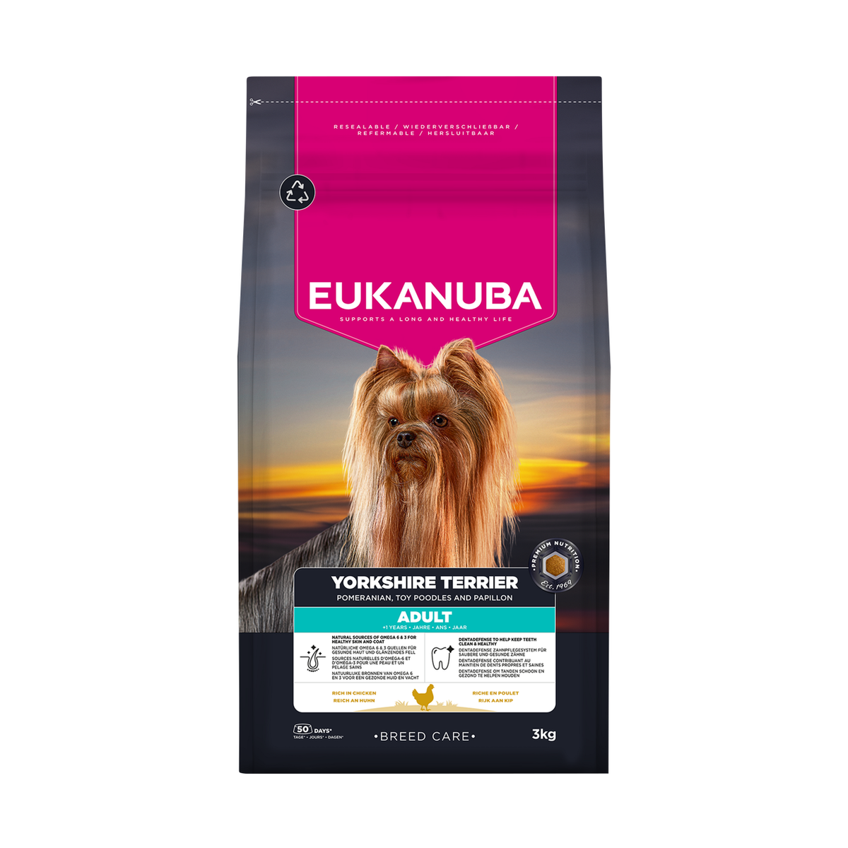 EUKANUBA Breed Care droog hondenvoer voor volwassen Yorkshire terriërs, rijk aan kip
