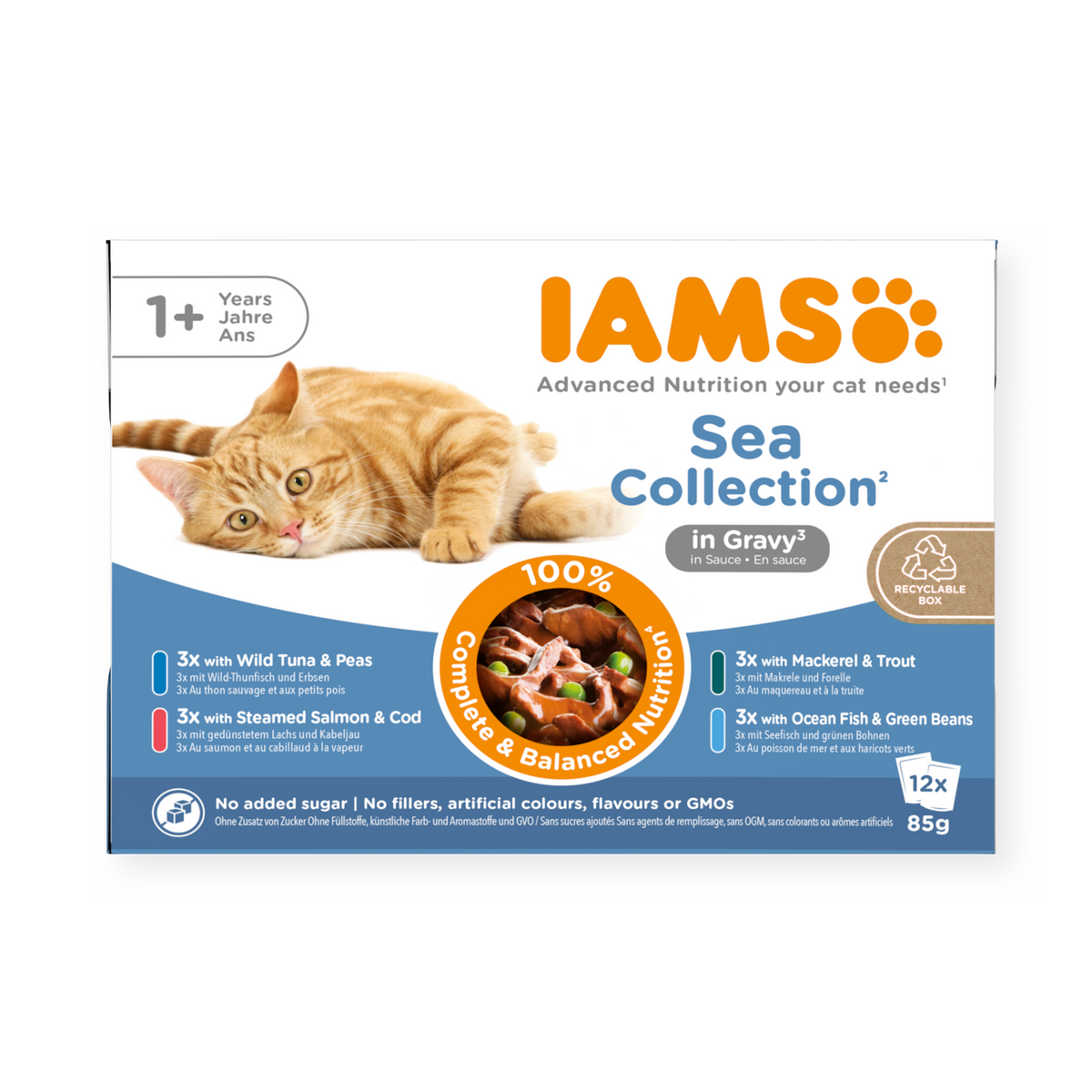 IAMS Delights Sea Collection natvoer in saus voor volwassen katten
