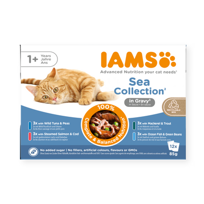 IAMS Delights Sea Collection natvoer in saus voor volwassen katten