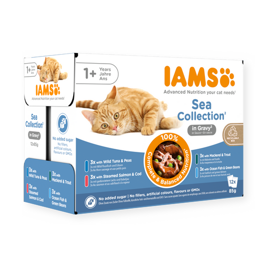 IAMS Delights Sea Collection natvoer in saus voor volwassen katten