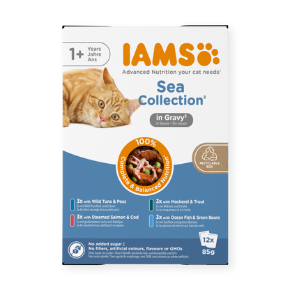 IAMS Delights Sea Collection natvoer in saus voor volwassen katten