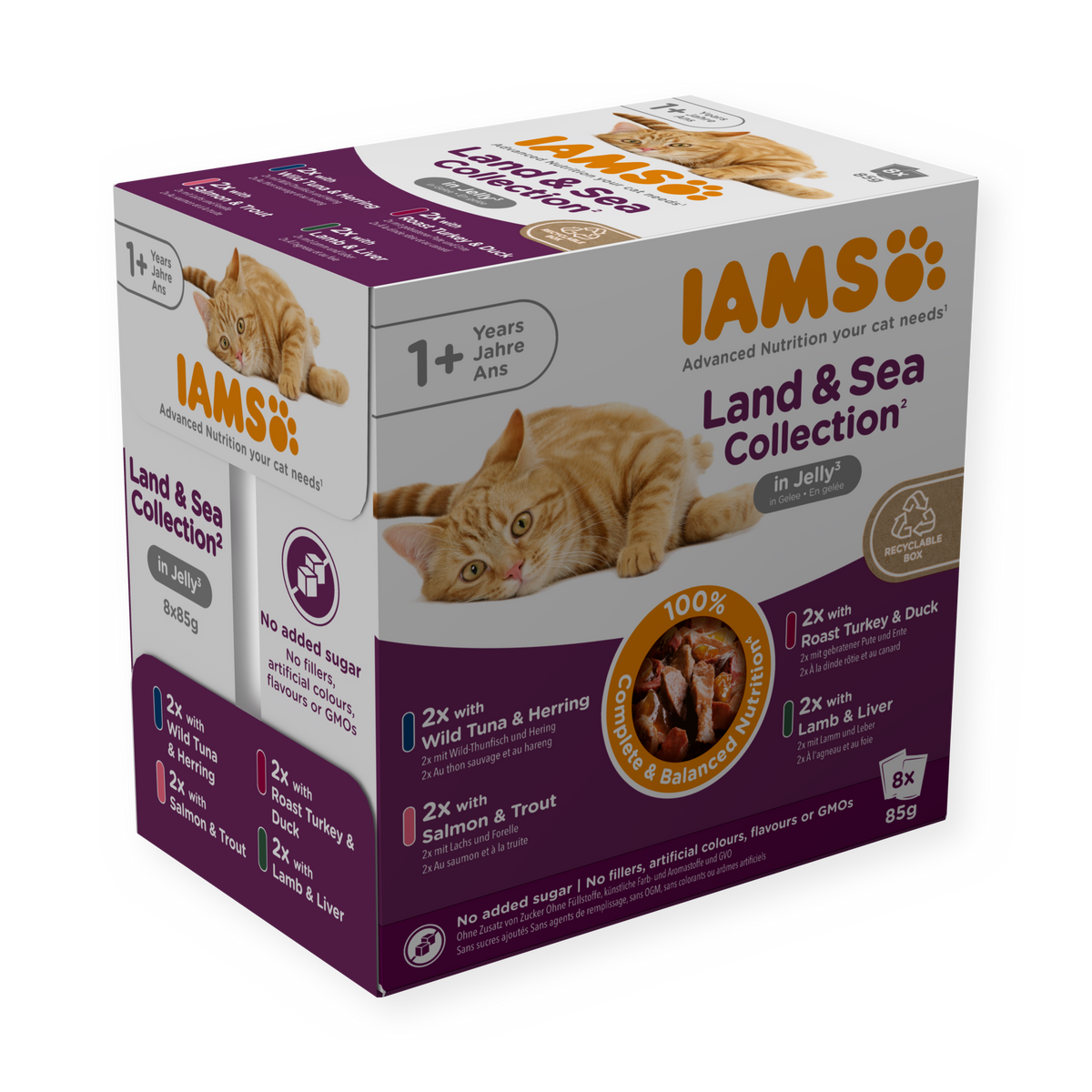 IAMS Delights Land & Sea Collection natvoer in gelei voor volwassen katten