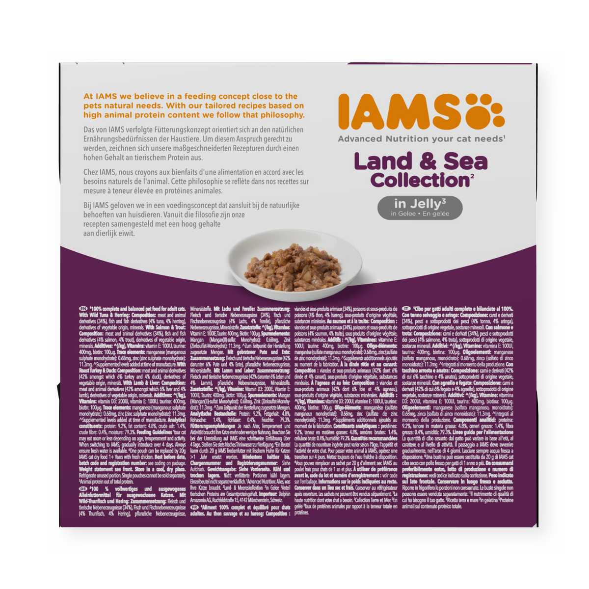 IAMS Delights Land & Sea Collection natvoer in gelei voor volwassen katten