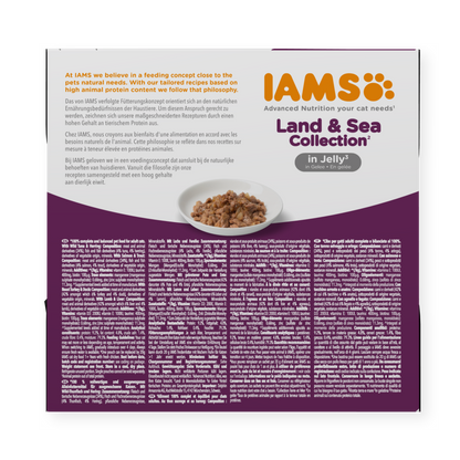 IAMS Delights Land & Sea Collection natvoer in gelei voor volwassen katten