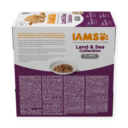 IAMS Delights Land & Sea Collection natvoer in gelei voor volwassen katten