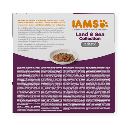 IAMS Delights Land & Sea Collection natvoer in saus voor volwassen katten