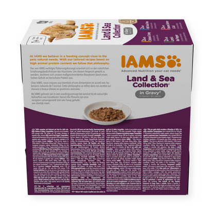 IAMS Delights Land & Sea Collection natvoer in saus voor volwassen katten