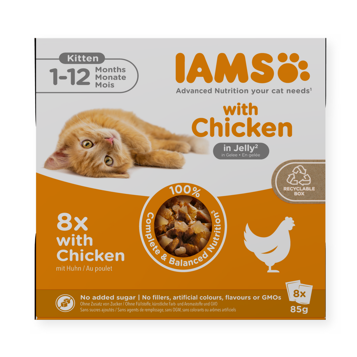 IAMS Delights natvoer met kip in gelei voor kittens