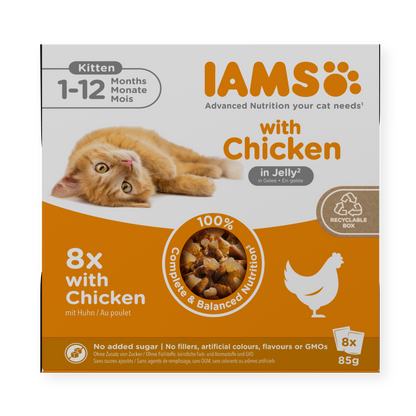 IAMS Delights natvoer met kip in gelei voor kittens